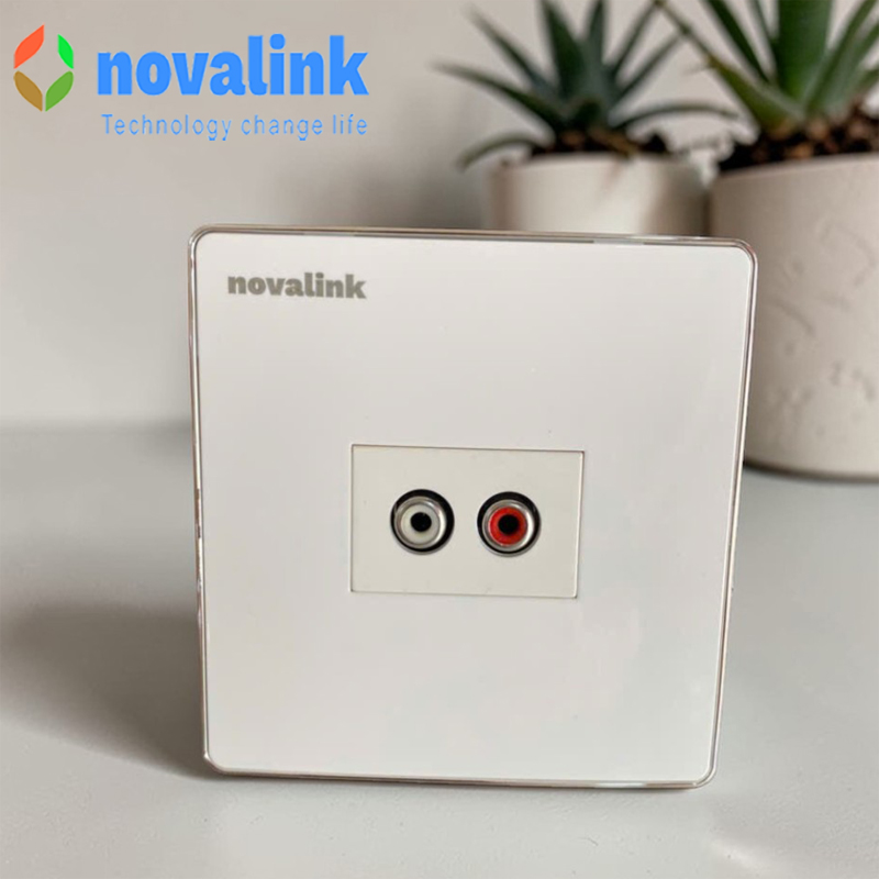 Bộ ổ cắm audio âm tường hình vuông novalink mã NV-22001SW+P44 chính hãng